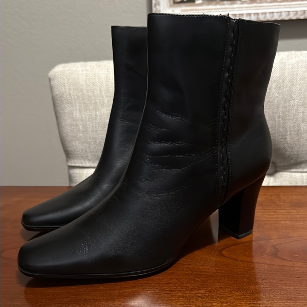 a.n.a Halo Black Leather Heeled‎ Boots 9 NWT
